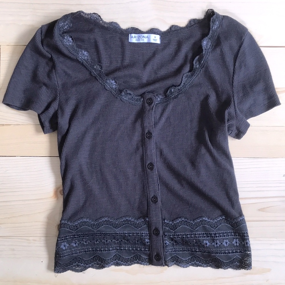 black laced button down t shirt!